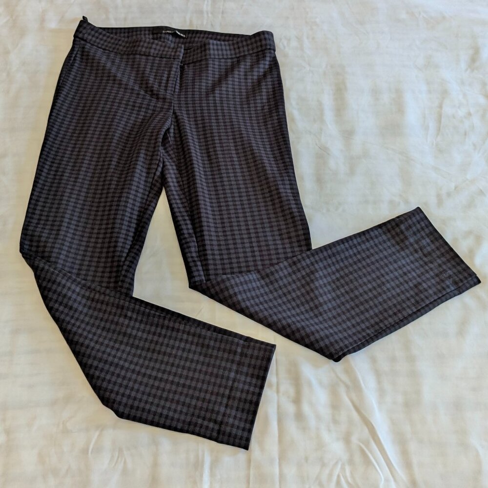 Amanda + Chelsea Size 2 Checkered Blue/Black Straight Legged Pants